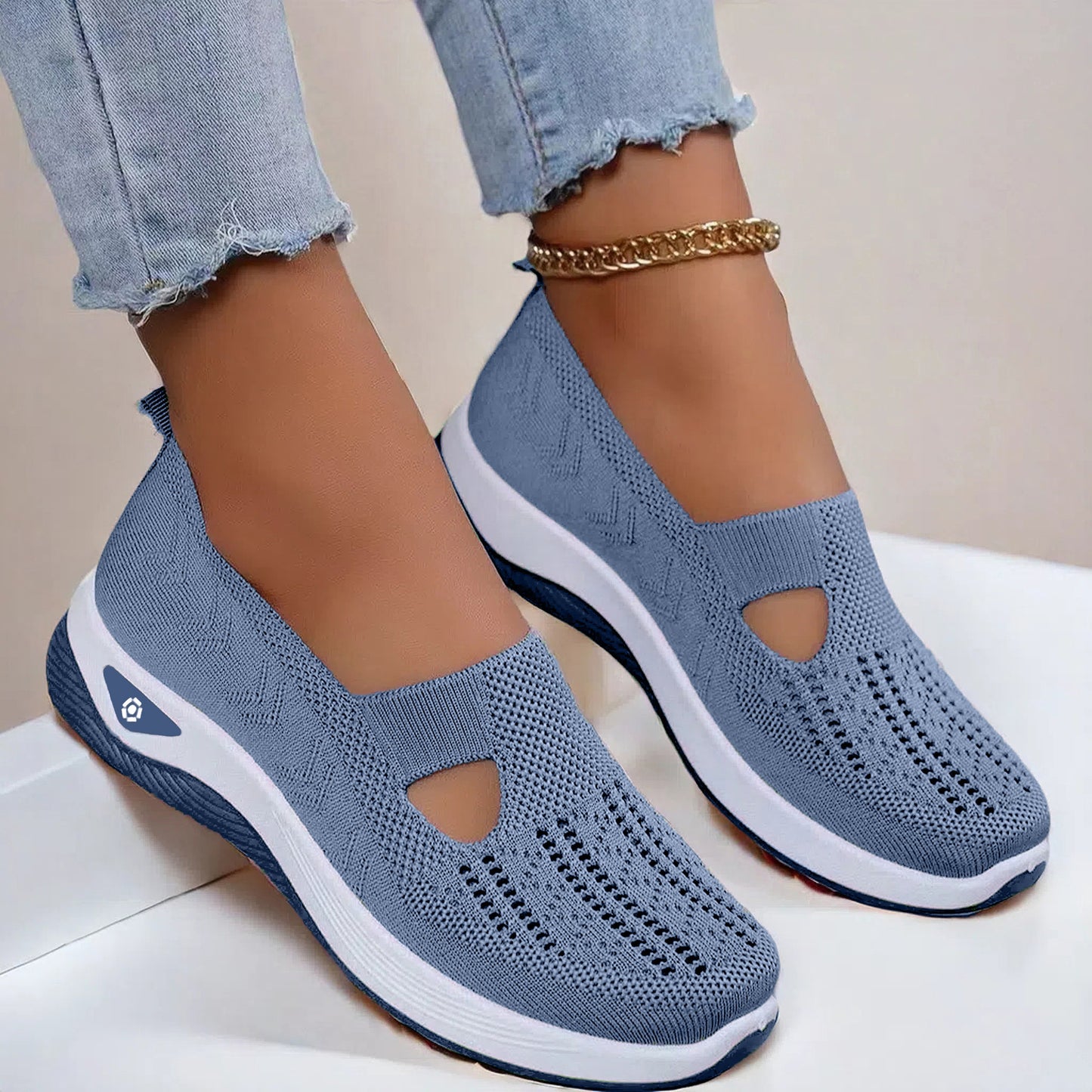 Blue slip-on shoes
