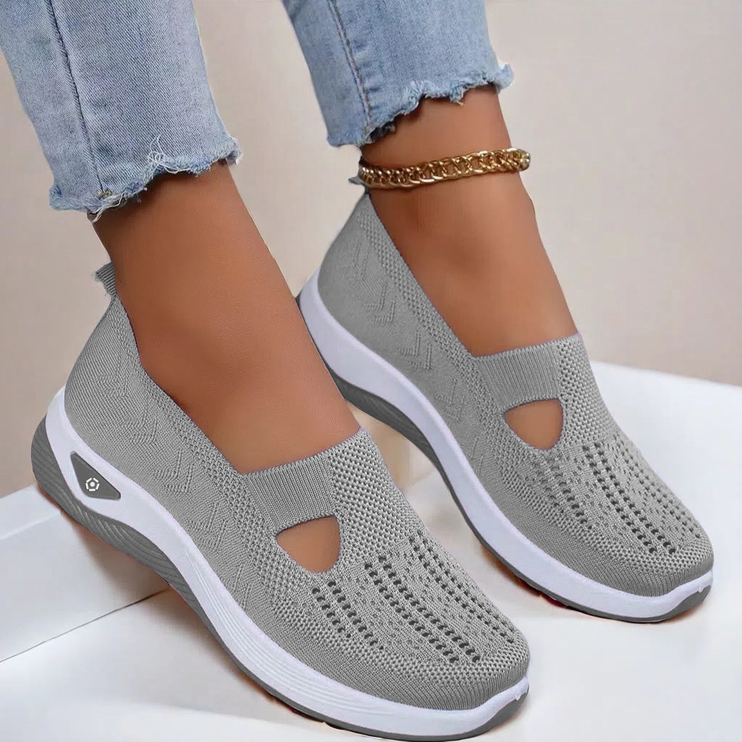 Gray slip-on shoes