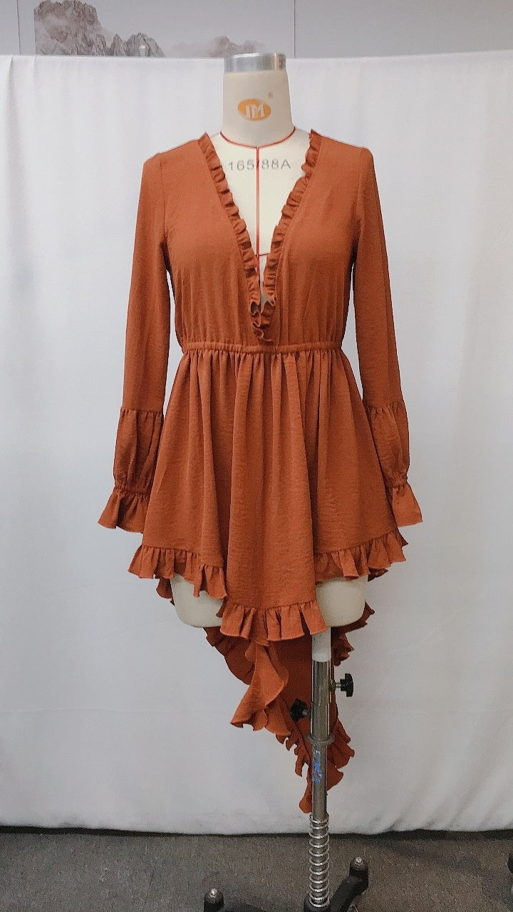 boho chic solid color dress