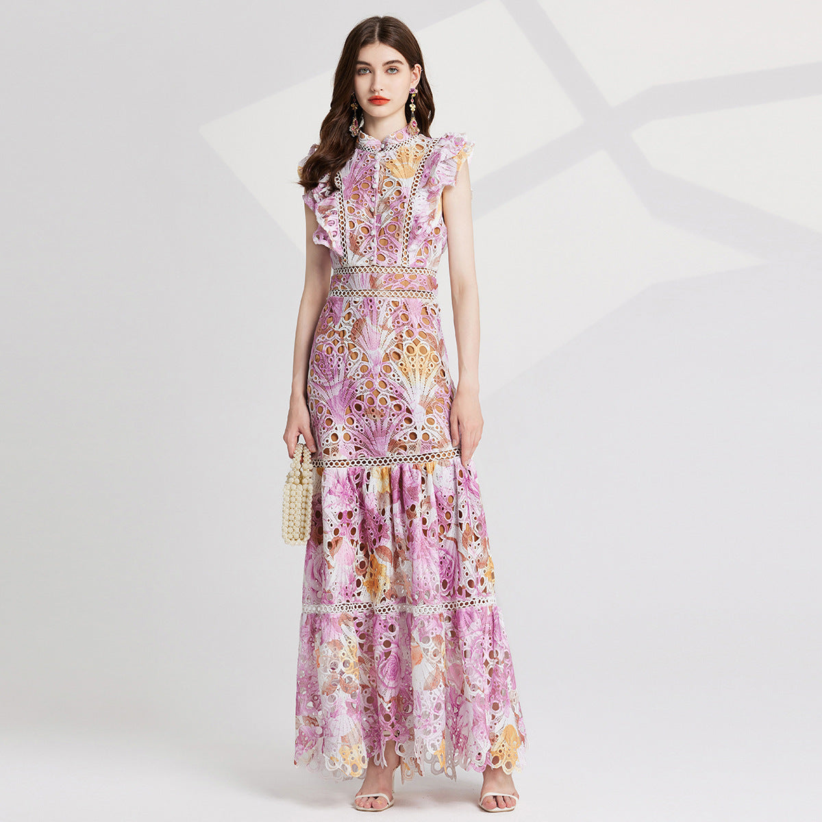 elegant lace printed dress