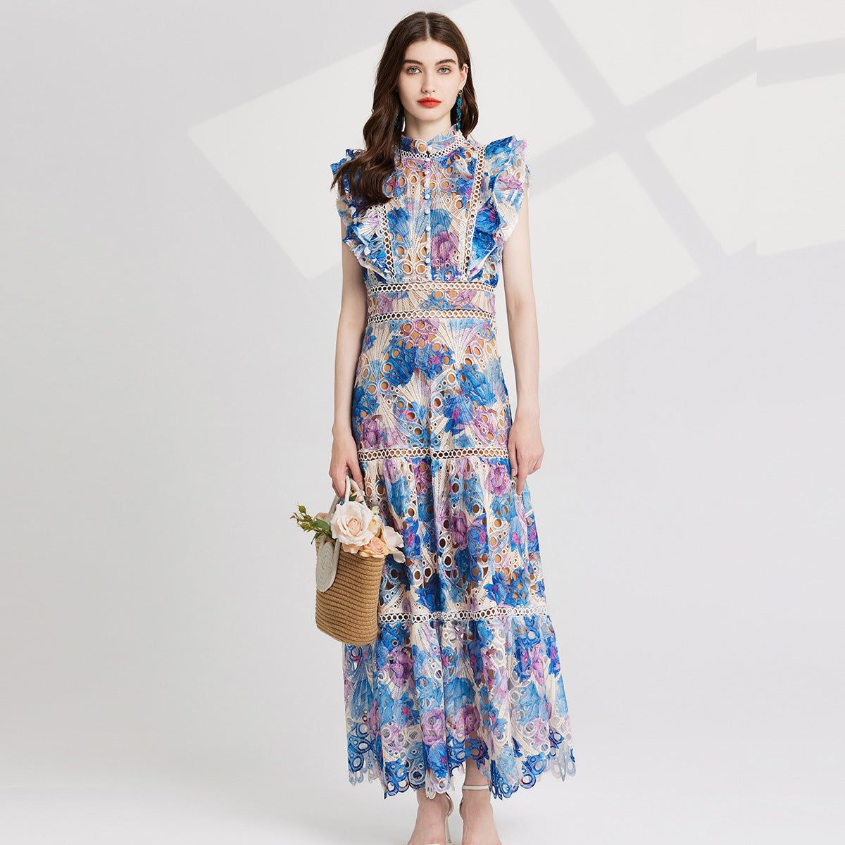high-waist vintage lace gown