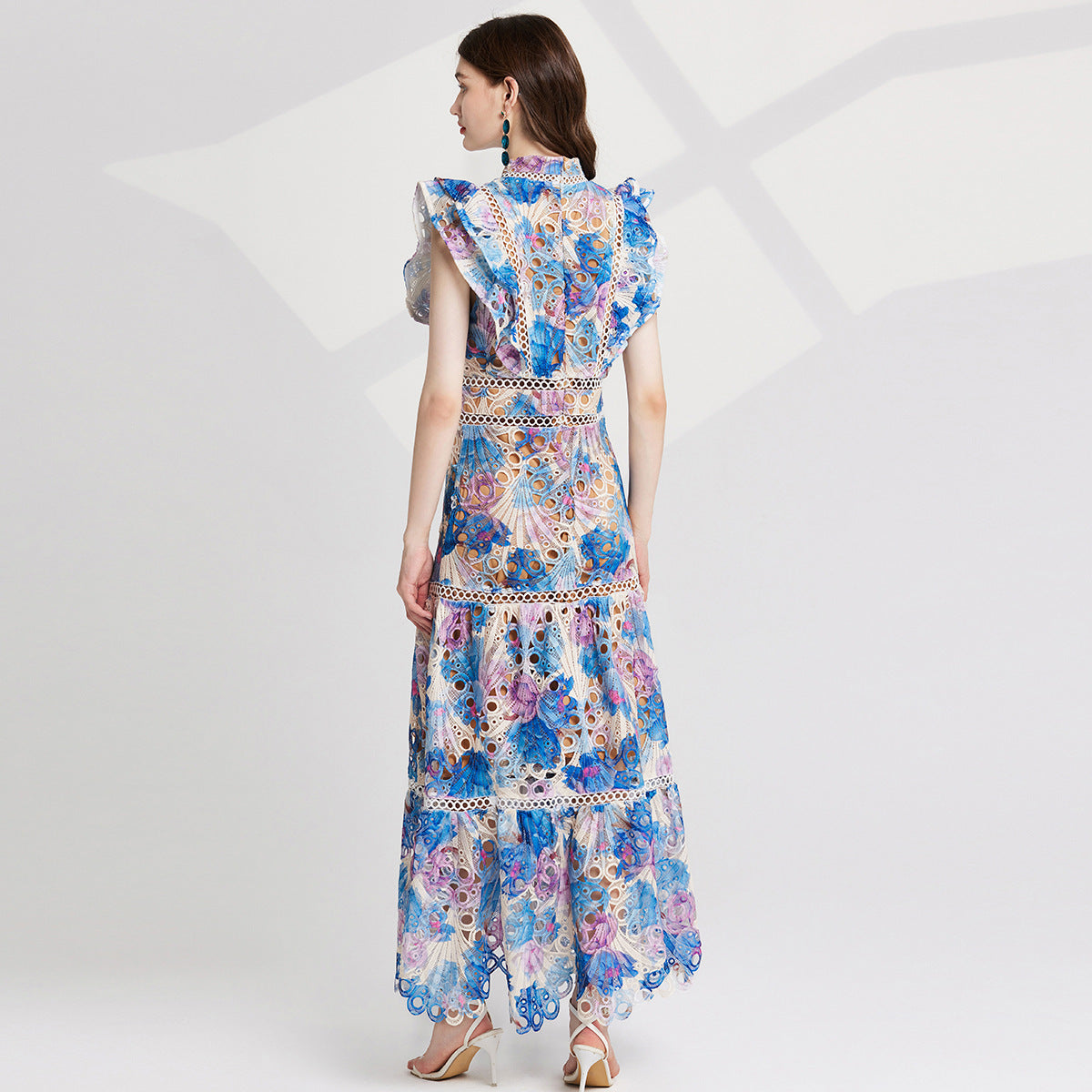 lace flying sleeve summer dress