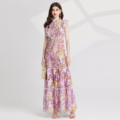 elegant lace printed dress