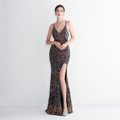 elegant slim-fit sequin gown