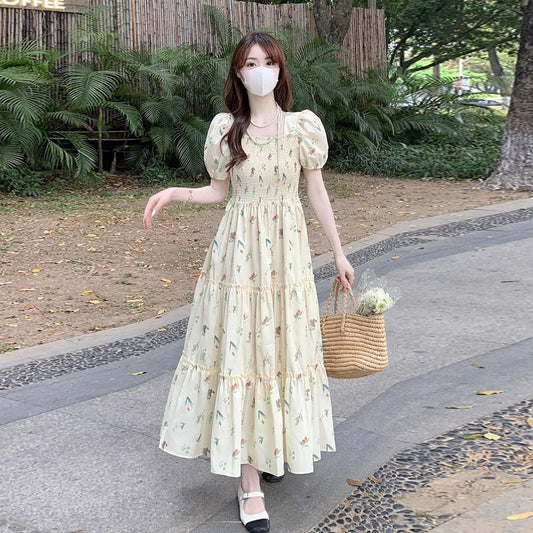 french square collar dress