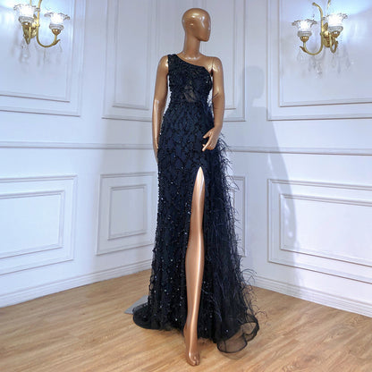gold slit banquet gown