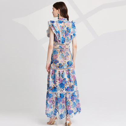 lace flying sleeve summer dress