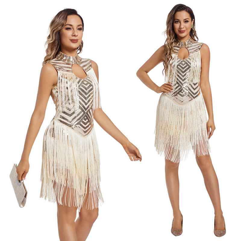 ladies sequin tassel dress