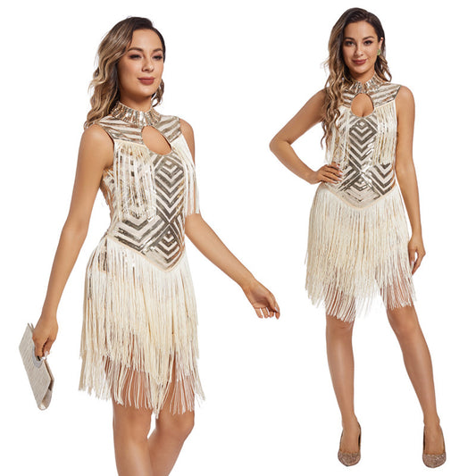 ladies sequin tassel dress