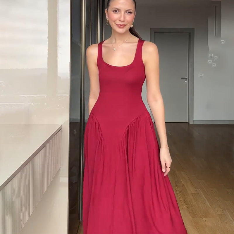 red wine slim fit dress women