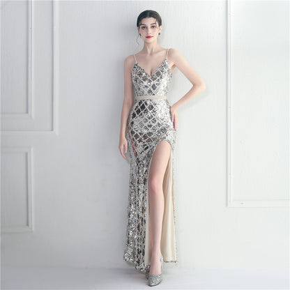 sparkly prom dress with slit