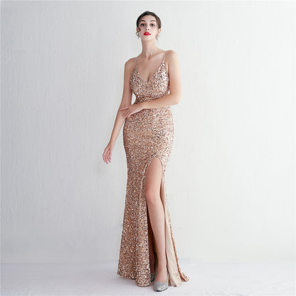 suspender style party gown
