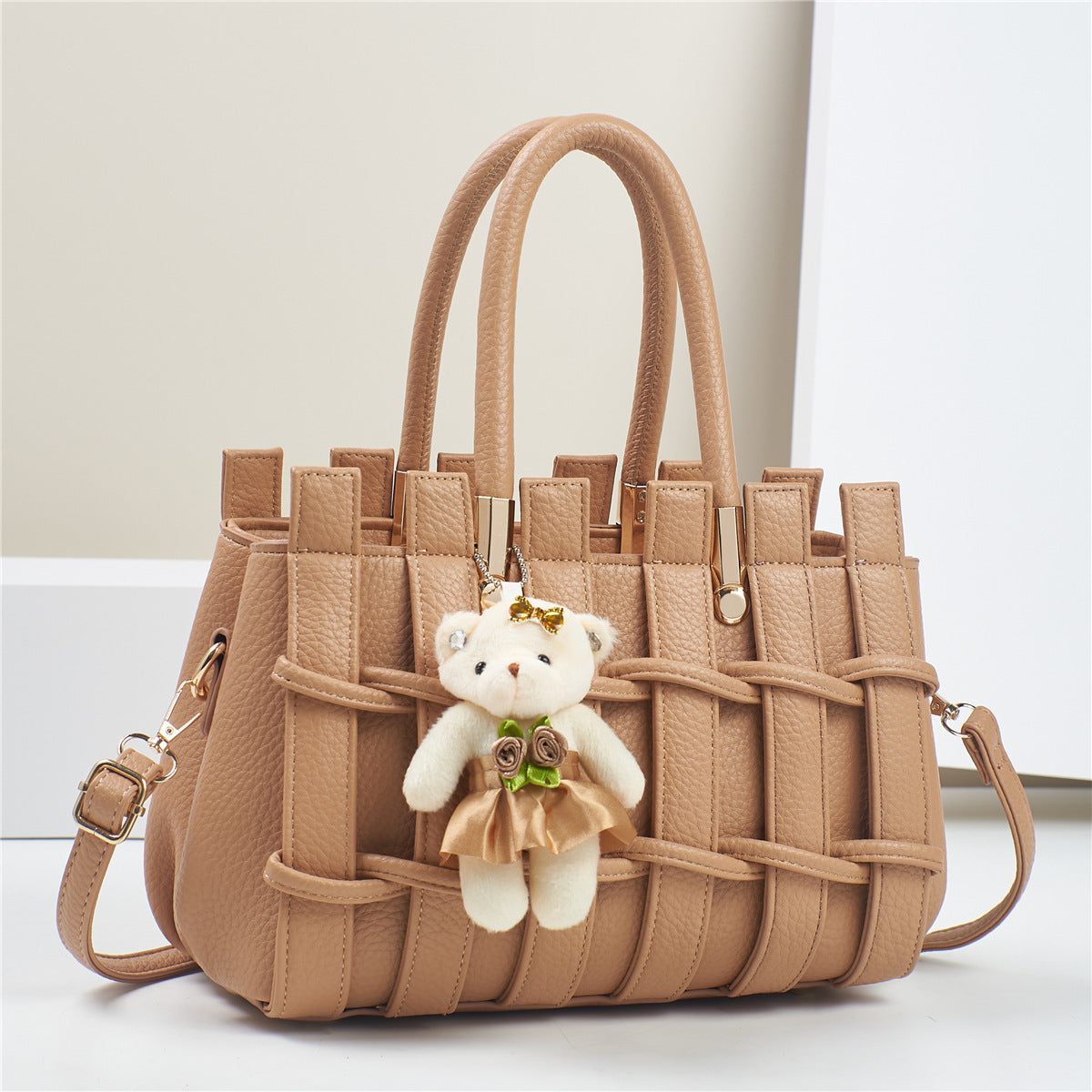 woven PU leather purse